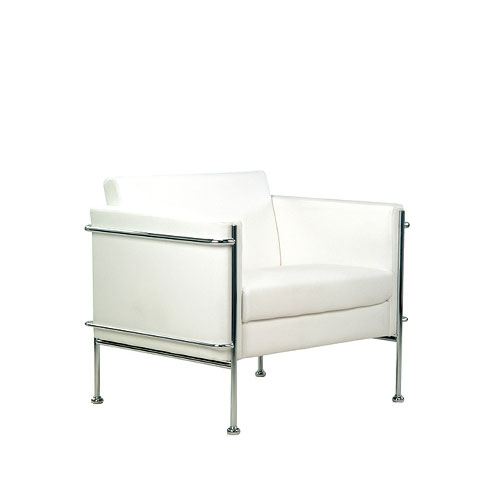 SF-018W 白色不锈钢框高后背单人沙发