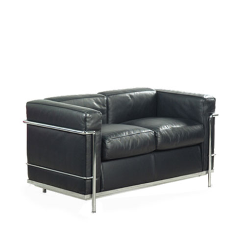 SF-025B 黑色不锈钢框方块双人沙发