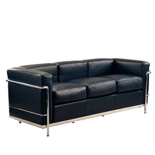 SF-026B 黑色不锈钢框方块三人沙发
